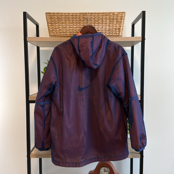 Kids Nike Navy Mesh Jacket With Hood and Orange Inner Lining, L (12-14) - Picture 4 of 7